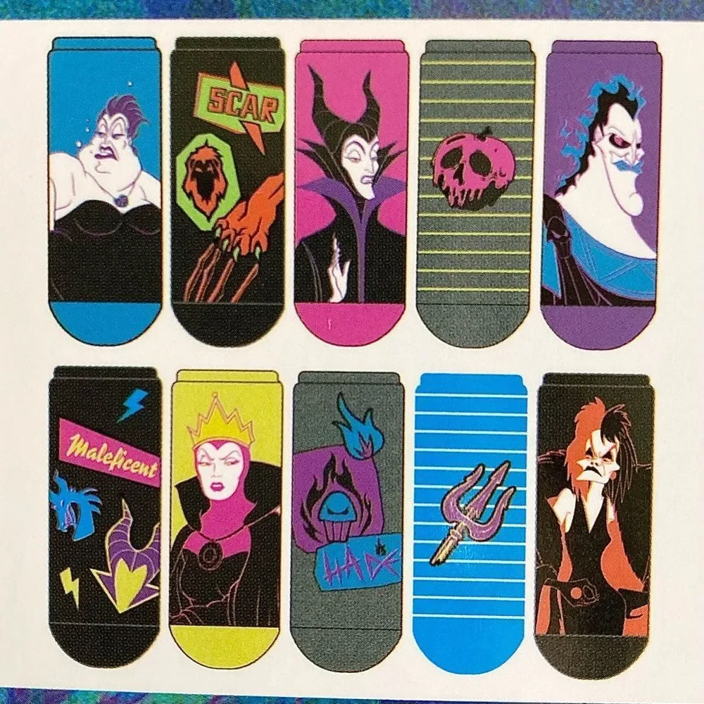 Disney Villains 10 Pairs of Low Cut Socks NWT